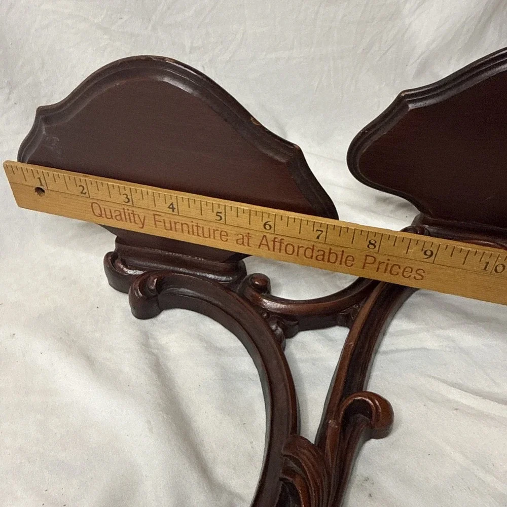 Syroco Wood Label Wall Scroll Sconce Double Tier Shelf Rocco Baroque Display MCM